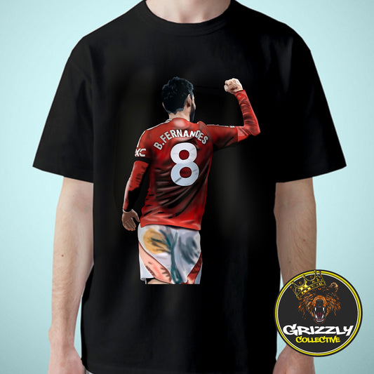 Black “Bruno Fernandes Goal Celebration” T-Shirt by GrizzlyGFX