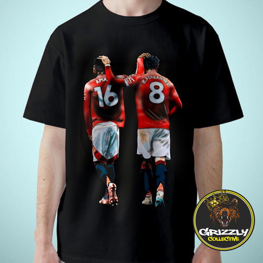 Black “Bruno Fernandes & Amad Diallo Manchester United” T-Shirts by GrizzlyGFX