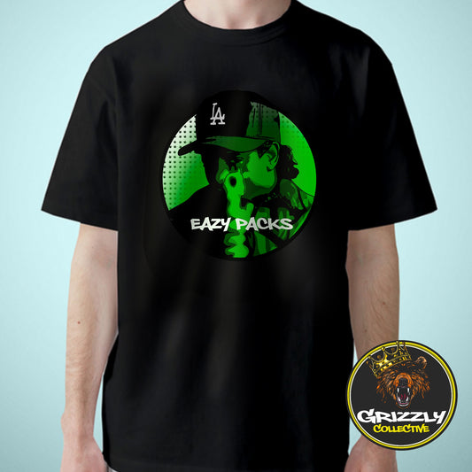 Black “EAZY Packs Weed Logo” T-Shirt by Grizzly SLAPZ