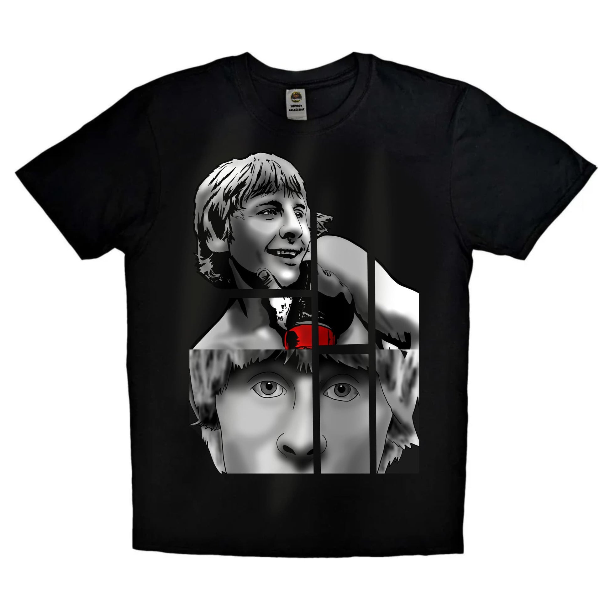Black or white T-shirt showcasing energetic artwork of Paddy ‘The Baddy’ Pimblett, rising UFC prospect, mid-celebration with signature haircut and bold text — a must-have for MMA fans and UK fight supporters.