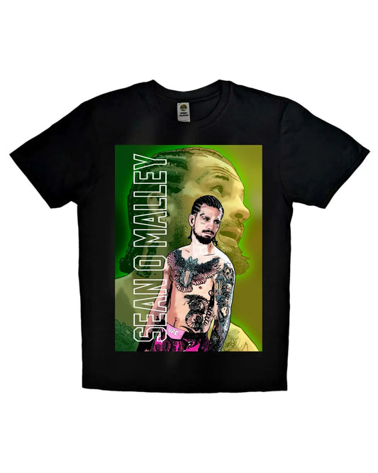 Suga Sean O’Malley GrizzlyGFX T-shirt – Unisex adults graphic tee in black or white featuring UFC champion artwork, perfect for MMA fans
