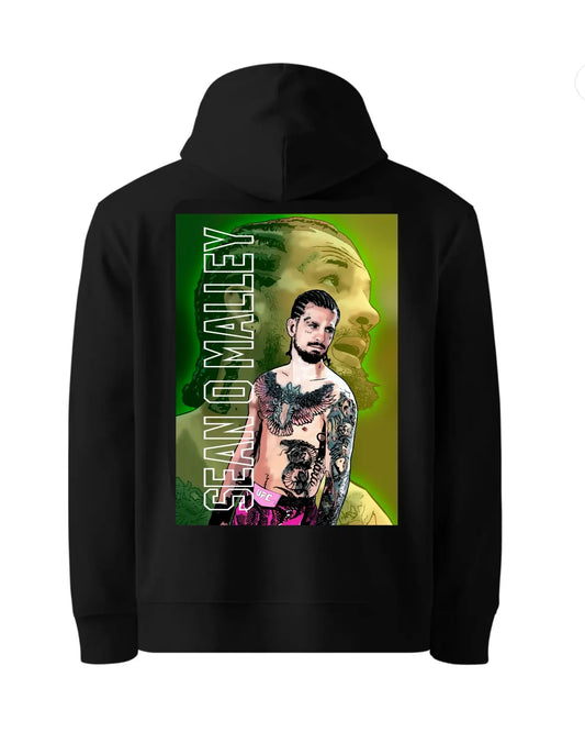 Unisex Suga Sean O’Malley hoodie by GrizzlyGFX – cotton-faced fight-inspired hoodie with pouch pocket, drawstrings