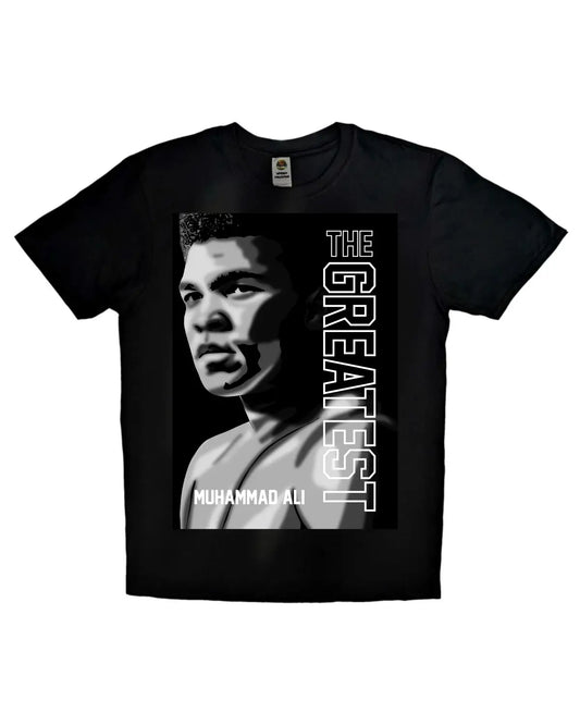 Black or white Muhammad Ali T-shirt by GrizzlyGFX – unisex adult boxing tribute design