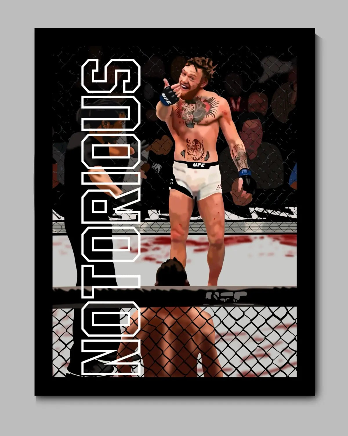8x10 black framed canvas featuring Conor McGregor “Bring It On” UFC 189 artwork vs Chad Mendes by GrizzlyGFX
