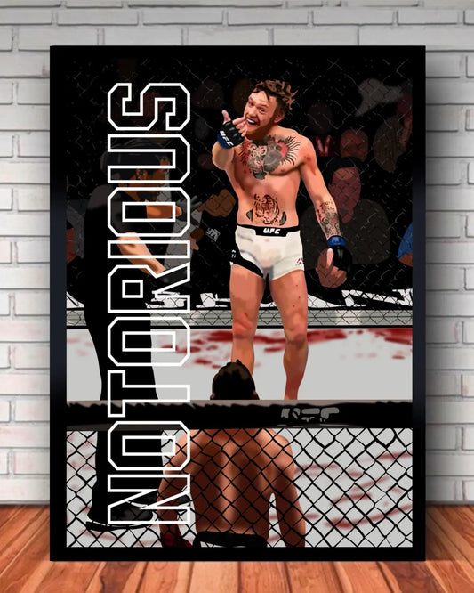 8x10 black framed canvas featuring Conor McGregor “Bring It On” UFC 189 artwork vs Chad Mendes by GrizzlyGFX
