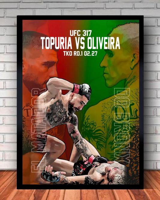 24x36 Framed Canvas – Ilia Topuria UFC Lightweight Champion Artwork | GrizzlyGFX