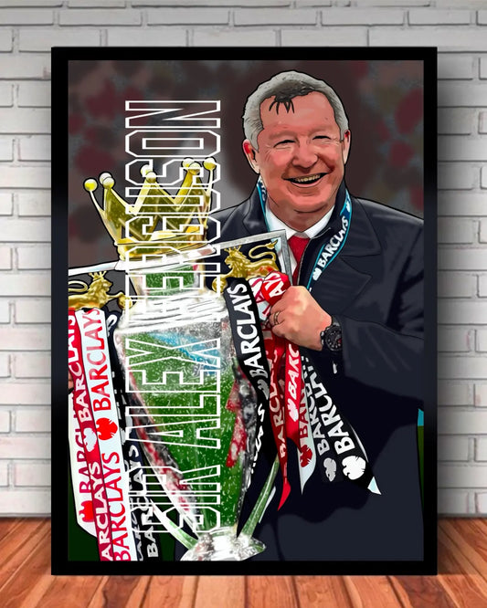 24″×36″ Framed Canvas – Sir Alex Ferguson Manchester United Wall Art