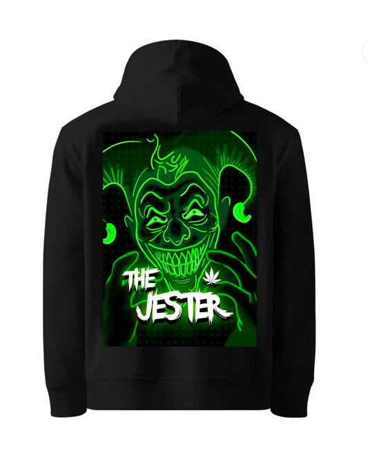 The Jester Weed-Inspired Hoodie – GrizzlySlapz Artwork | Unisex Black or White Pullover