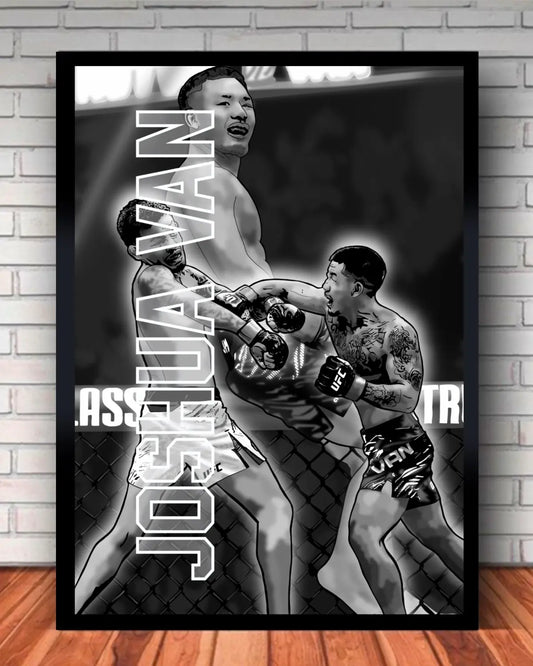 Joshua Van Monochrome UFC Artwork – 24×36 Framed Canvas