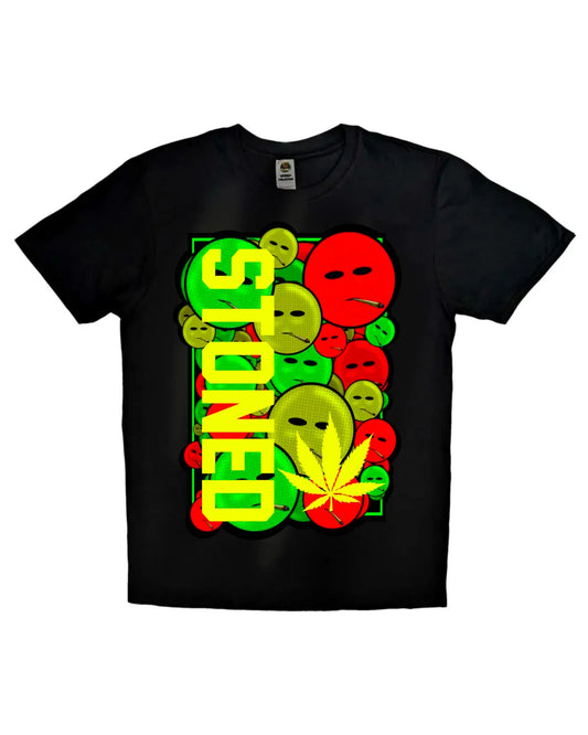 Stoned Smiley Faces T-Shirt by GrizzlySlapz – Adult Unisex (Black or White)