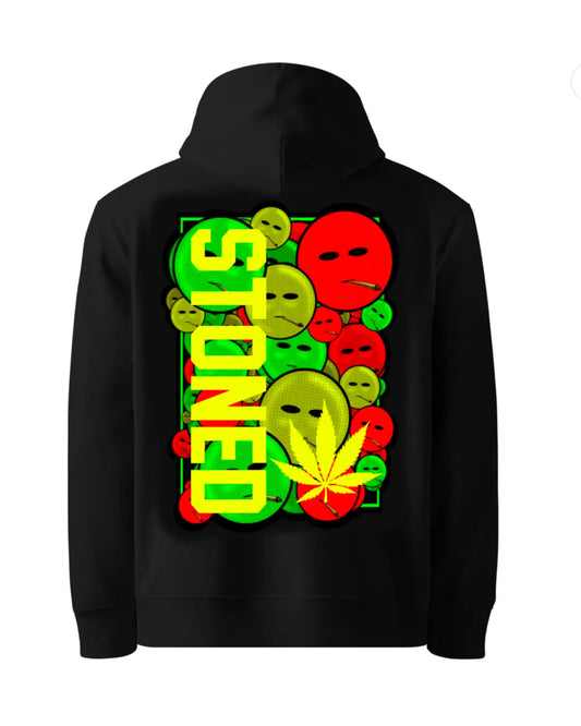Stoned Smiley Faces Hoodie by GrizzlySlapz – Adult Unisex (Black or White)
