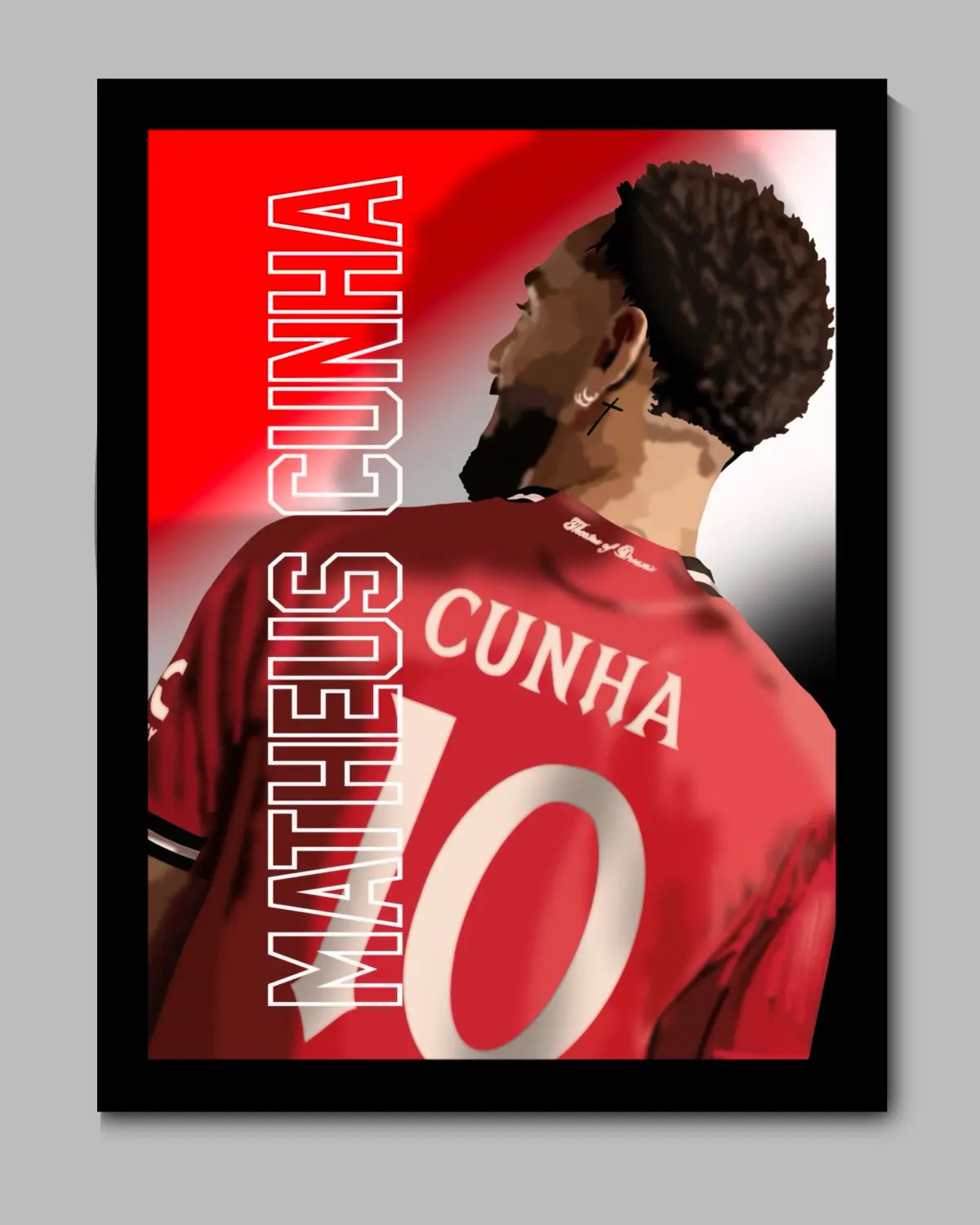 Matheus Cunha Manchester United 24″×36″ Framed Canvas – GrizzlyGFX Art
