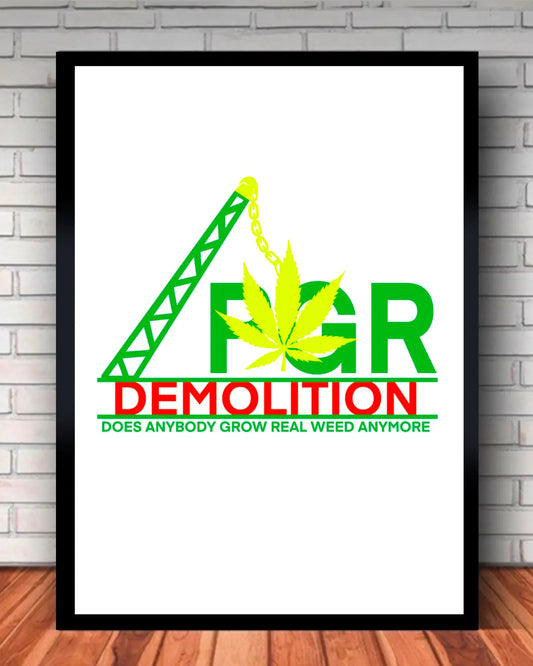 Large Framed Canvas (24x36) – “PGR Demolition” Weed Art by GrizzlySlapz