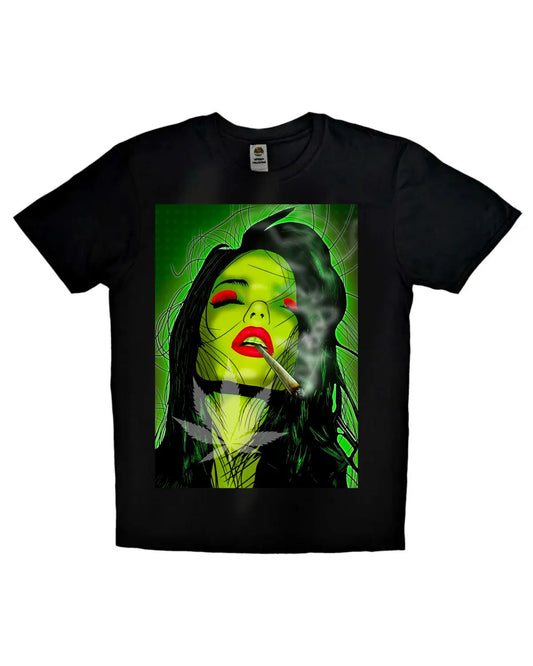 Stoner Girl Smoking a Spliff – T-Shirt by GrizzlySlapz