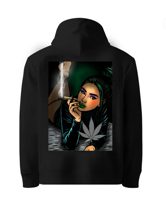 Laid Back Beauty Hoodie – Relaxed Herbal-Inspired Art by GrizzlySlapz (Adult Unisex, Black or White)