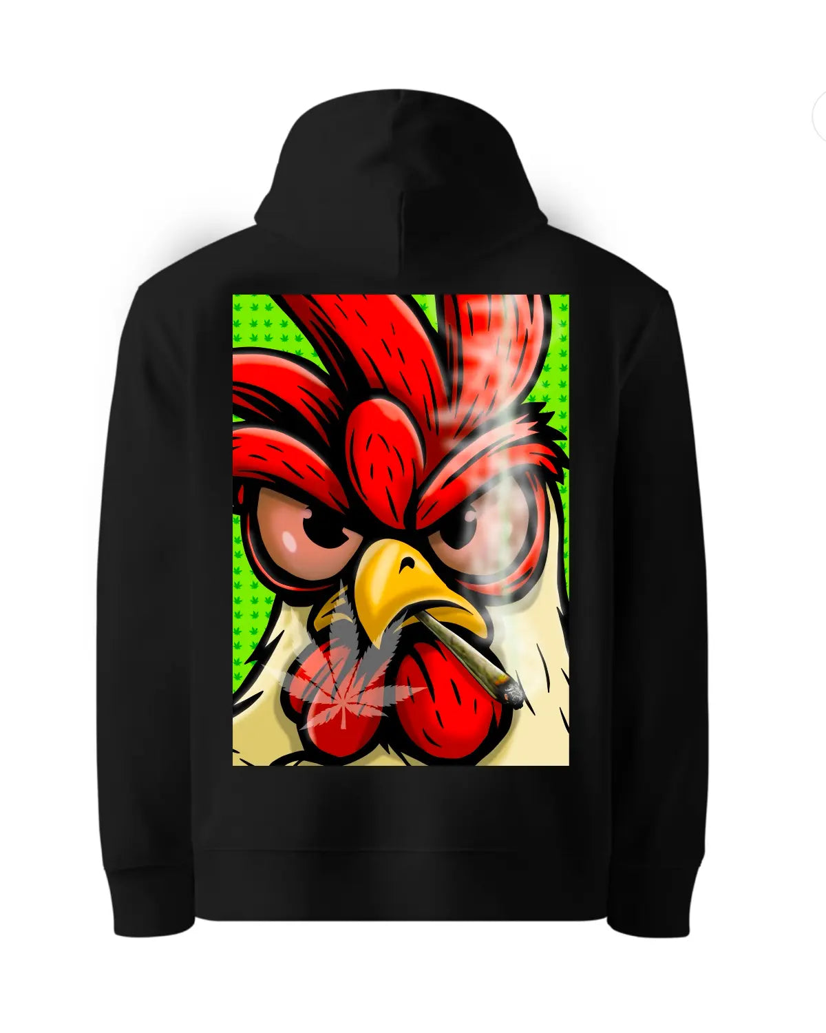 Stoned Rooster Hoodie by GrizzlySlapz — Adult Unisex (Black or White)