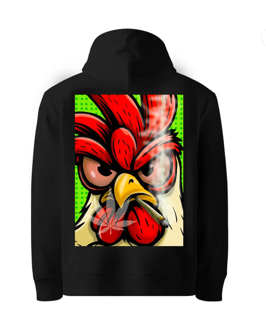 Stoned Rooster Hoodie by GrizzlySlapz — Adult Unisex (Black or White)