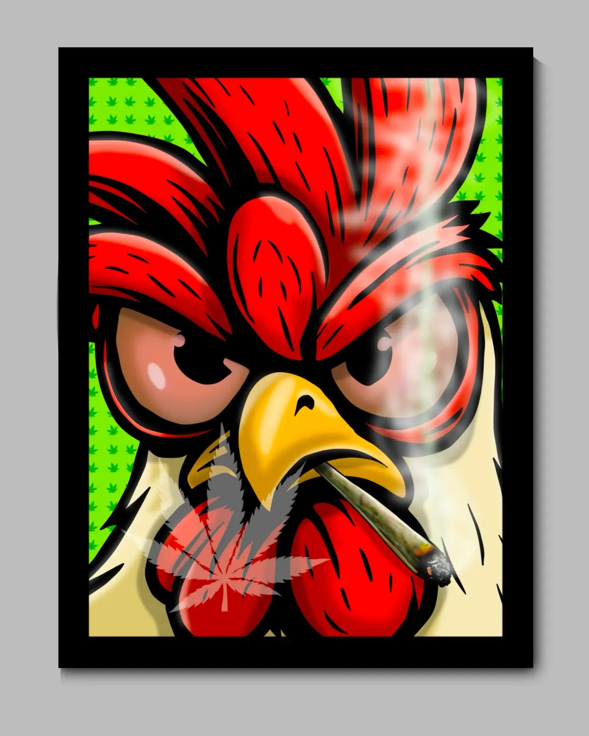 Stoned Rooster – Large Framed Canvas (24x36”)