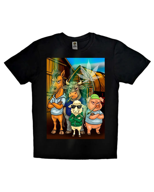 Barnyard Stoner Crew – Smoking Animals T-Shirt by GrizzlySlapz