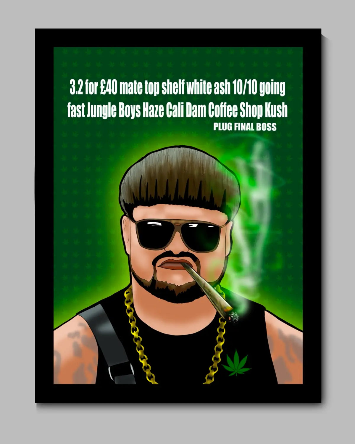 The Plug – Final Boss Weed Art | Medium Framed Canvas (16x20”)