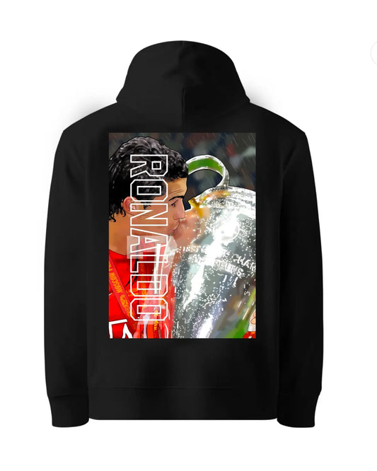 Cristiano Ronaldo Champions League 2008 Manchester United Winners Hoodie by GrizzlyGFX – Black or White Adults Unisex