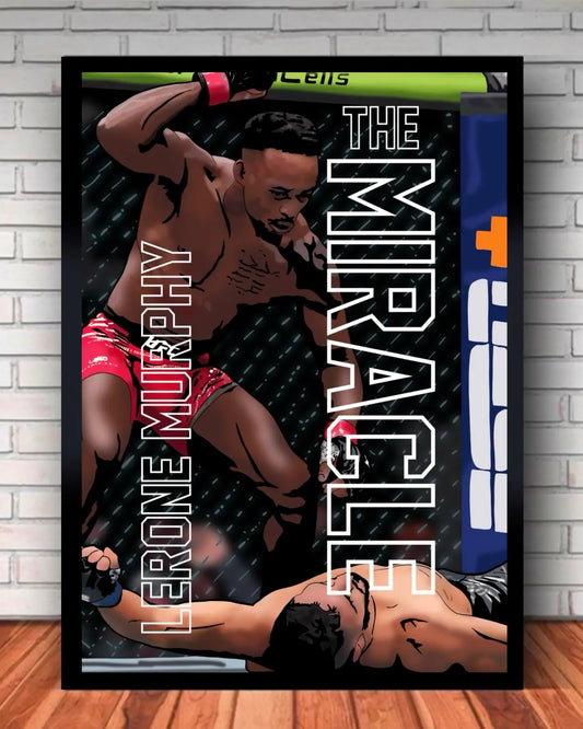 Lerone Murphy Spinning Elbow KO Canvas | UFC MMA Fight Art | Large 24x36 Black Frame by GrizzlyGFX