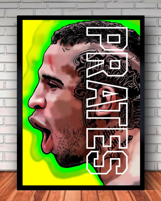 Carlos Prates MMA Large Canvas Wall Art | The Fighting Nerds Welterweight Prodigy | GrizzlyGFX (24x36)