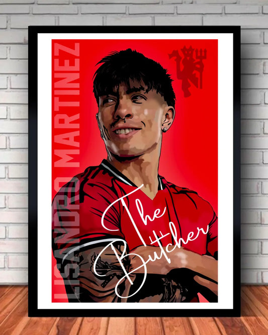 Lisandro “The Butcher” Martínez Manchester United 16x20 Framed Canvas Wall Art by GrizzlyGFX