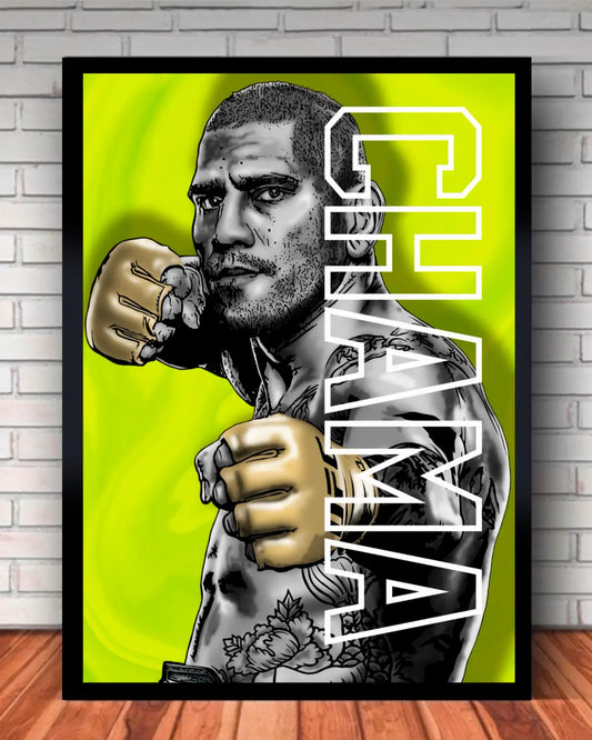 Alex “Poatan” Pereira CHAMA AND NEW UFC Champion Framed Canvas | Large 24x36 | UFC Wall Art by GrizzlyGFX