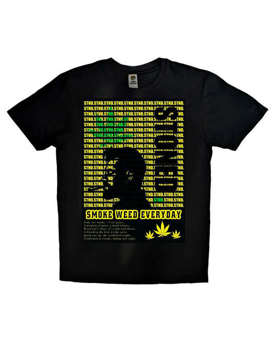 STND Stoned T-Shirt | Weed Design by GrizzlySlapz | Silhouette Smoking Spliff | Black or White Unisex Adults Tee