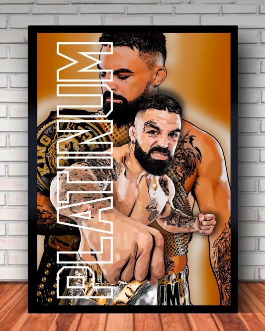 Platinum Mike Perry BKFC Champion Framed Canvas | Small 8 × 10 | Bare Knuckle Boxing Wall Art by GrizzlyGFX