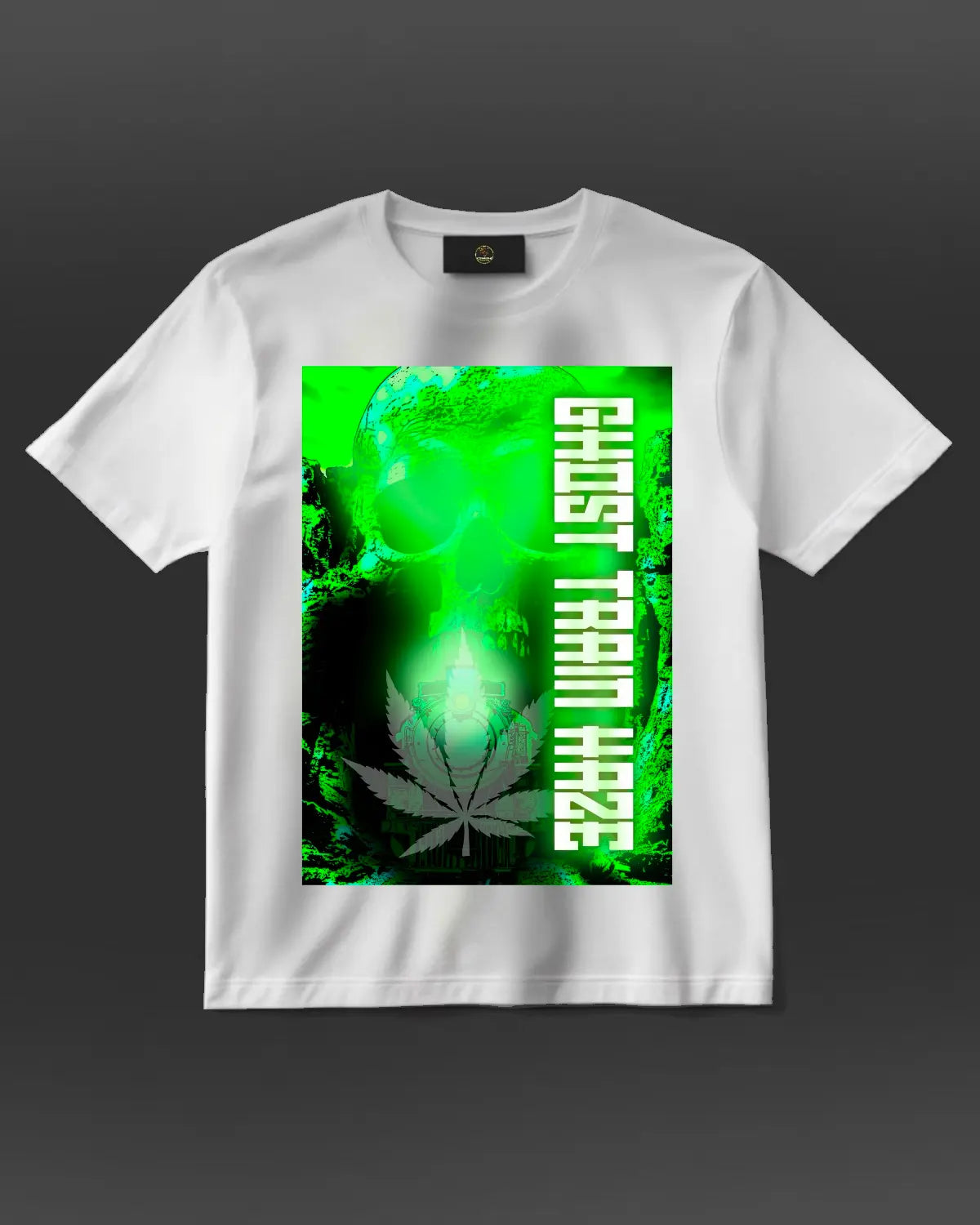 Ghost Train Haze Weed Strain T-Shirt | Vibrant Green Design by GrizzlySlapz | Unisex Black or White XS-XXL