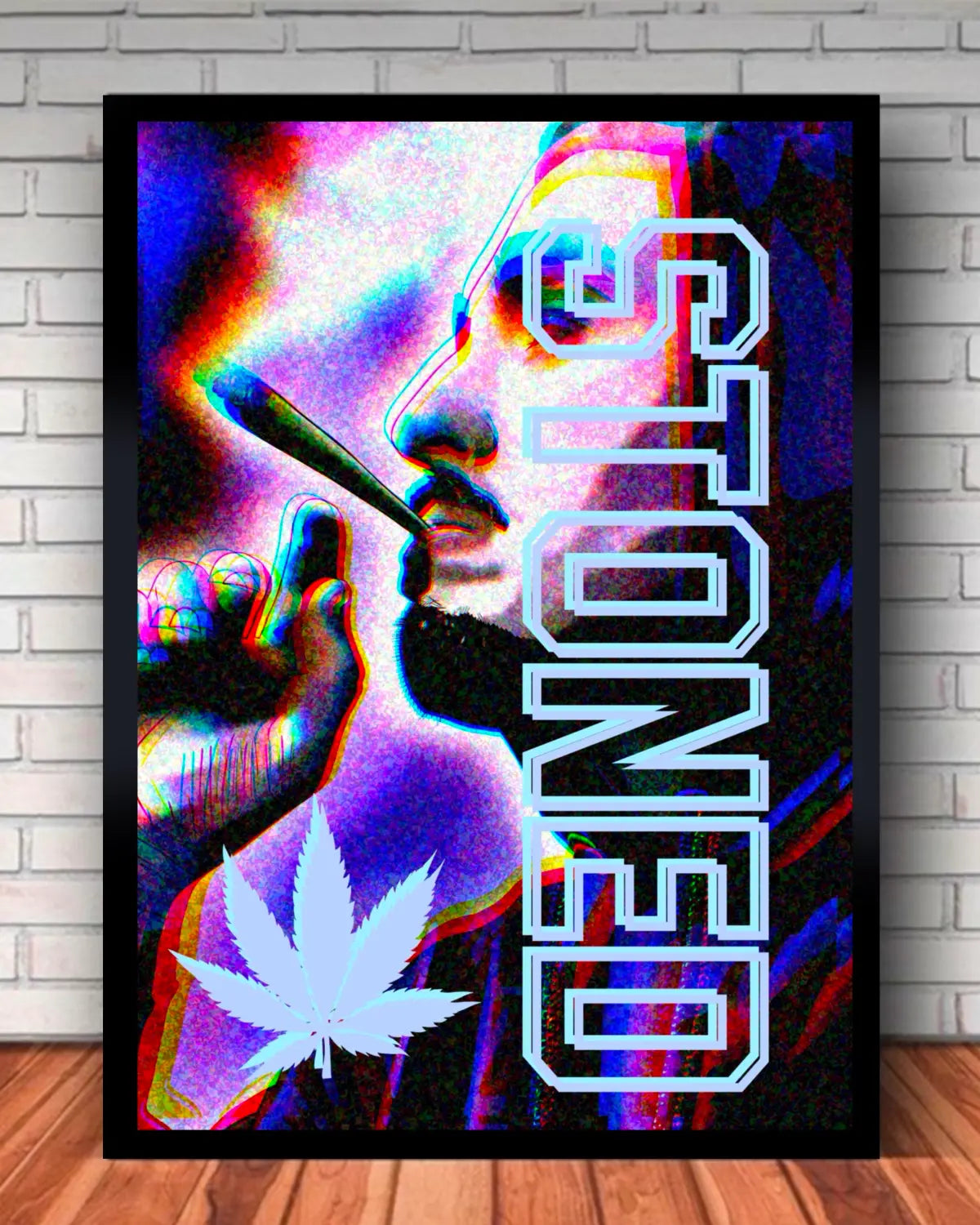 Medium Canvas (16x20”) — STONED 3D Eye Illusion Hooded Man Smoking | GrizzlySlapz