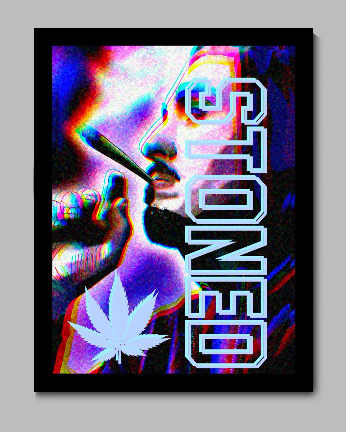 Small Canvas (8x10”) — STONED 3D Eye Illusion Hooded Man Smoking | GrizzlySlapz