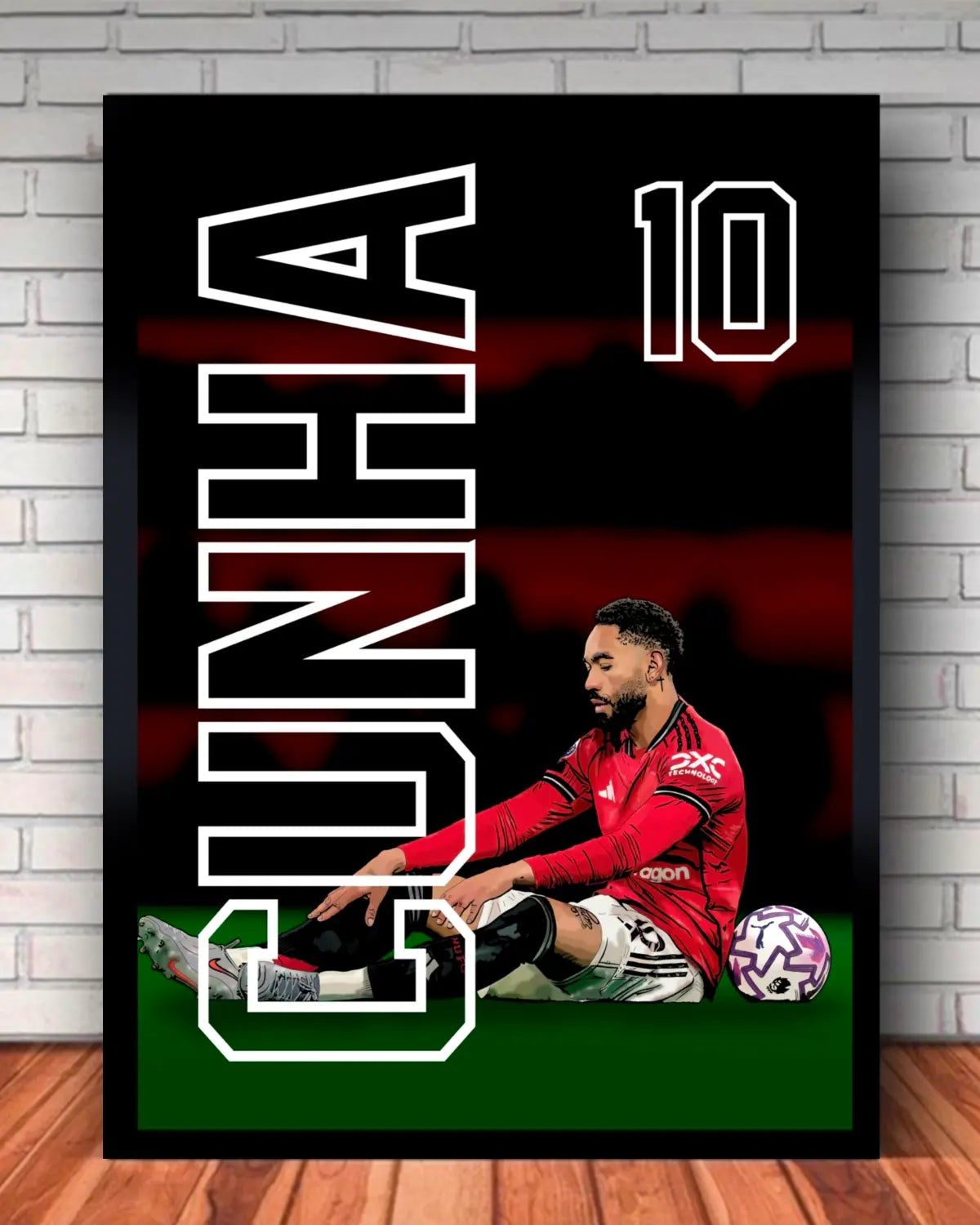 Matheus Cunha 8×10 Framed Canvas | Manchester United Football Art by GrizzlyGFX | Small Wall Print