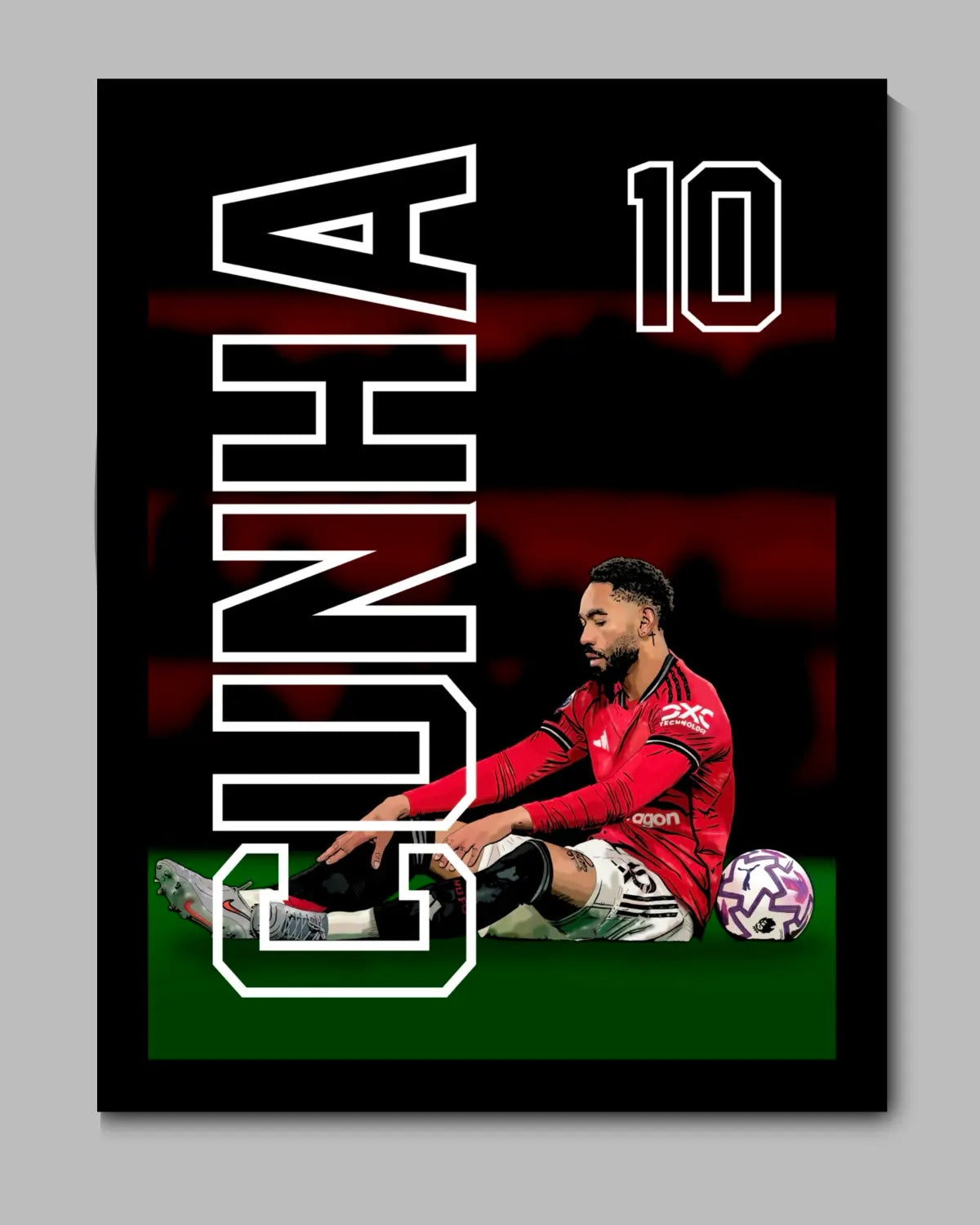 Matheus Cunha 16×20 Framed Canvas | Manchester United Forward Artwork by GrizzlyGFX | Medium Wall Art