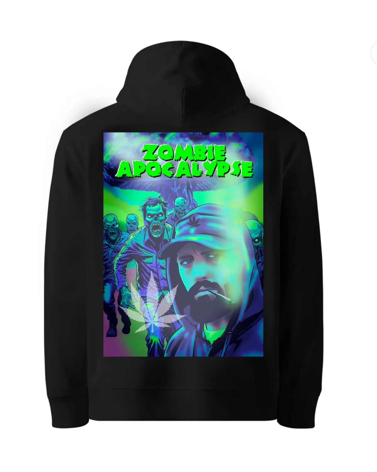 Zombie Apocalypse Hoodie | Weed-Themed Streetwear by GrizzlySlapz | Adults Unisex S–XXL | Black or White