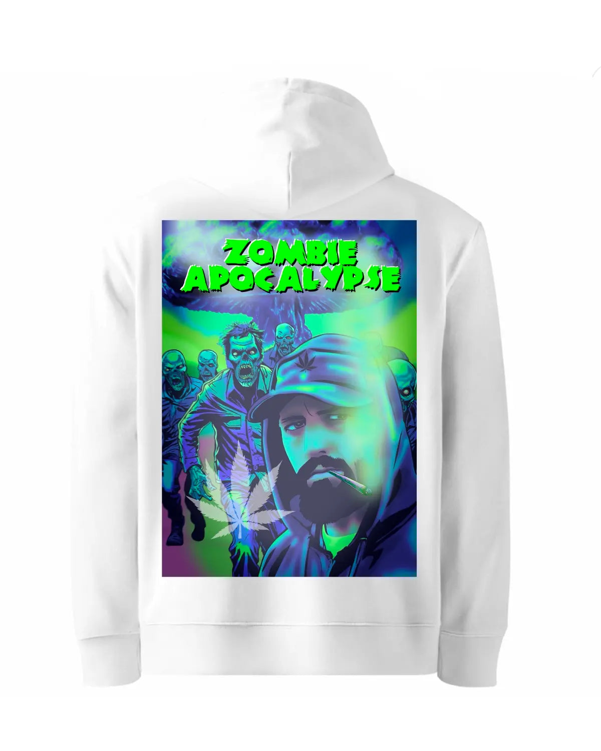 Zombie Apocalypse Hoodie | Weed-Themed Streetwear by GrizzlySlapz | Adults Unisex S–XXL | Black or White