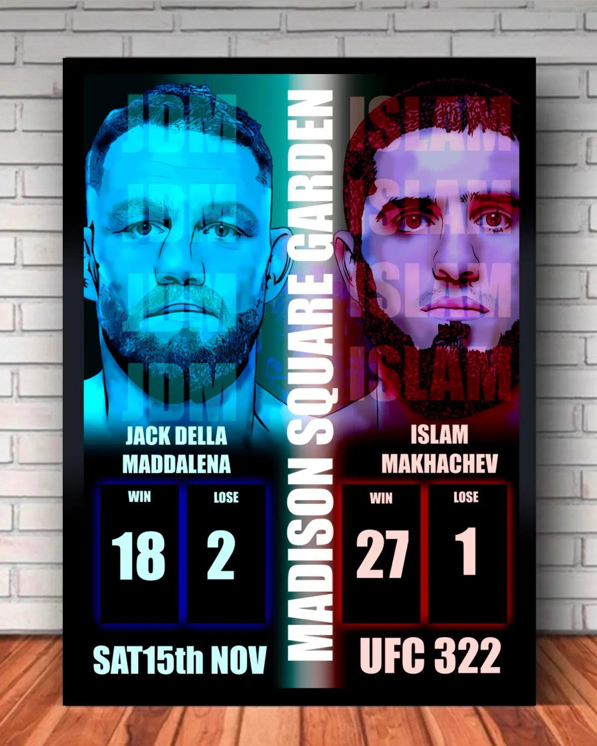 UFC 322 Fight Poster Canvas (16x20”) | Makhachev vs JDM | Madison Square Garden | MMA Wall Art