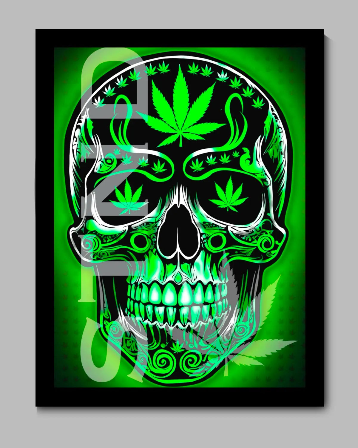 STND Skull Leaf Canvas (8x10”) | GrizzlySlapz Herbal Art | Small Wall Print