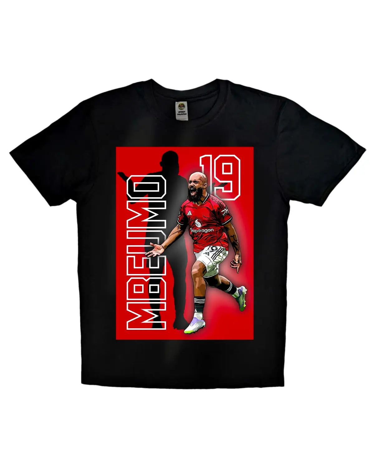 Bryan Mbeumo Manchester United Goal Celebration T-Shirt – Number 19 New Signing Artwork by GrizzlyGFX – Black or White Unisex Tee (XS–XXL)