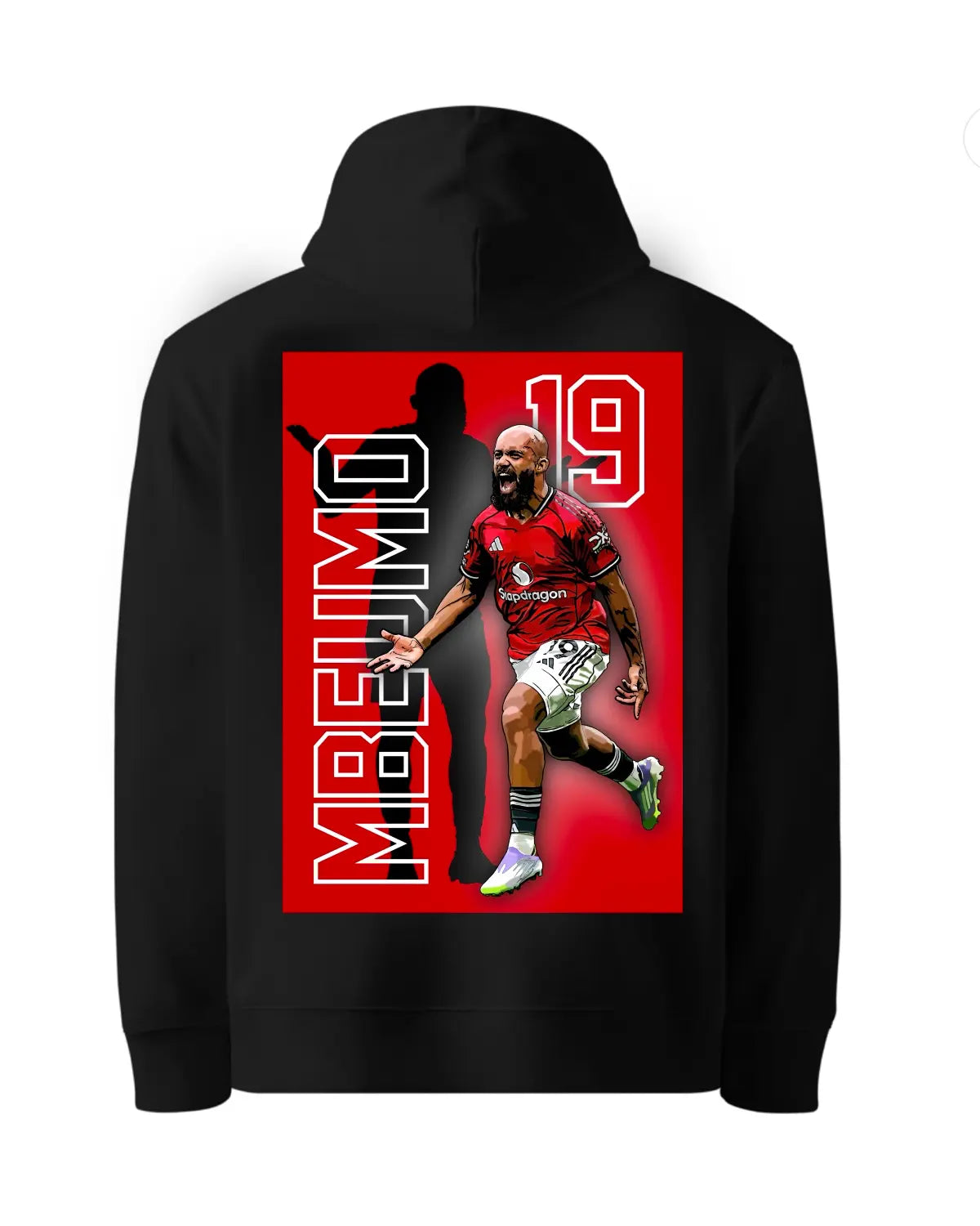 Bryan Mbeumo Manchester United Goal Celebration Hoodie – Number 19 Red Devils Artwork by GrizzlyGFX (Unisex S–XXL)