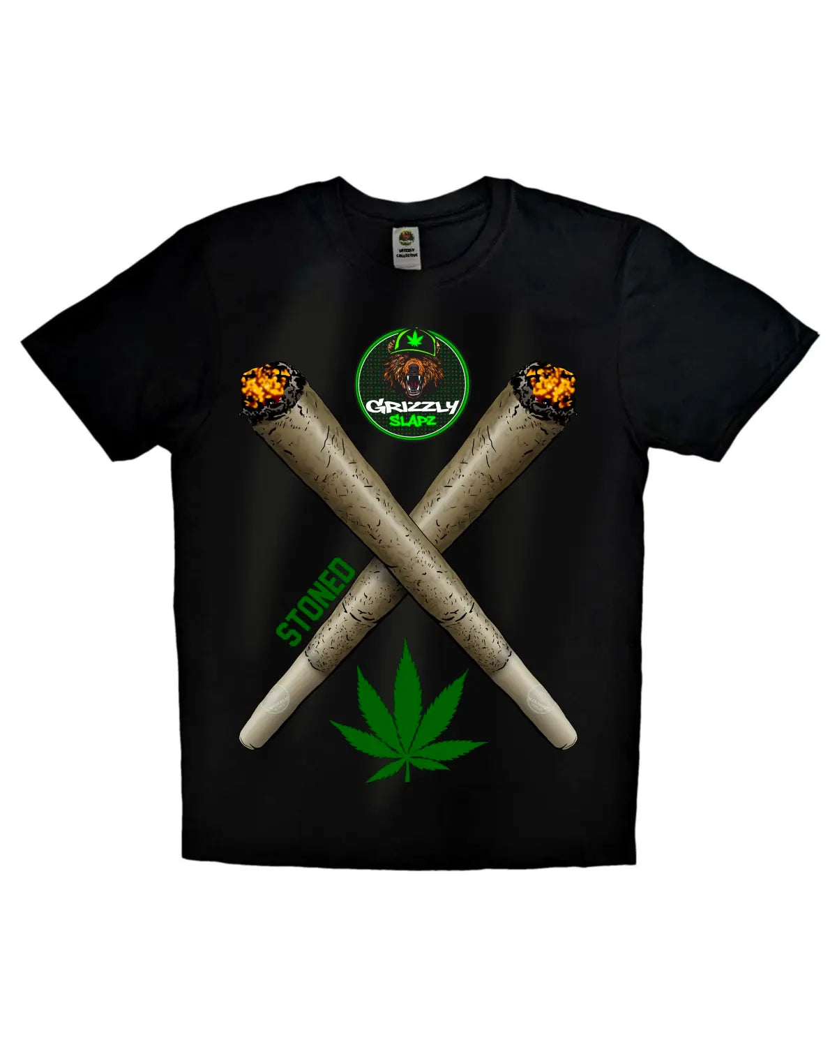 Spliff Cross Logo T-Shirt – GrizzlySlapz Stoned Weed Design | Adults Unisex XL–XXL