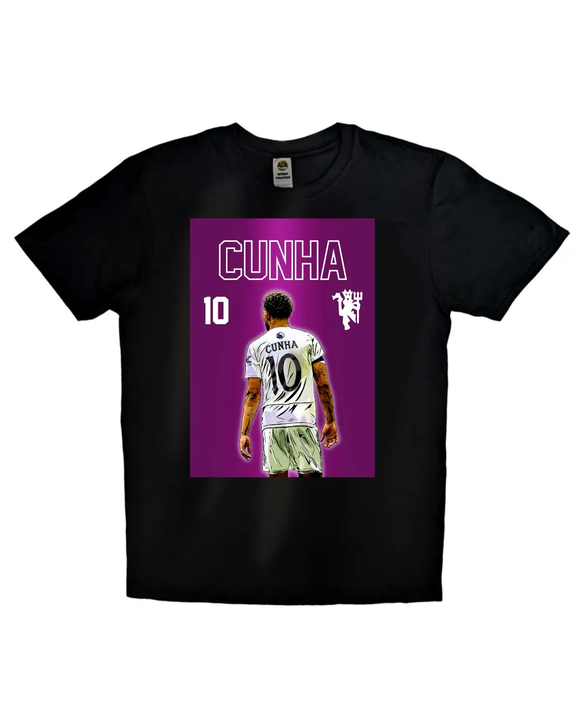 Matheus Cunha Manchester United #10 T-Shirt – Premier League Striker Artwork Tee by GrizzlyGFX (Black or White, Unisex)