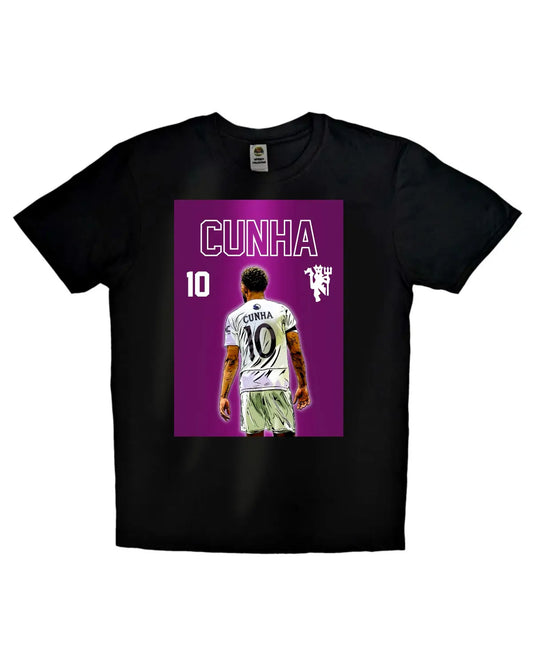 Matheus Cunha Manchester United #10 T-Shirt – Premier League Striker Artwork Tee by GrizzlyGFX (Black or White, Unisex)