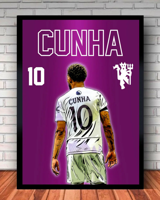 Matheus Cunha No.10 Manchester United Wall Art Canvas (16x20) | Premium GrizzlyGFX Edition