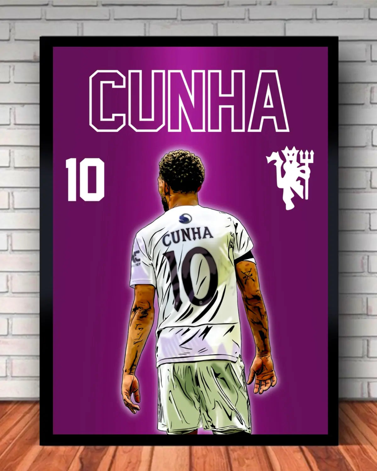 Matheus Cunha Manchester United XL Wall Canvas (24x36) – Signature GrizzlyGFX Artwork