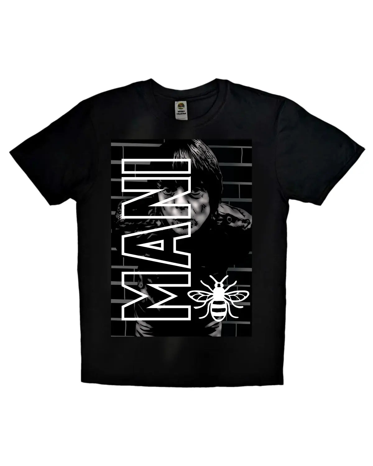 RIP Mani Tribute T-Shirt – Stone Roses & Primal Scream Legend – Manchester Music Icon Tee | Black or White | Adults Unisex | GrizzlyGFX