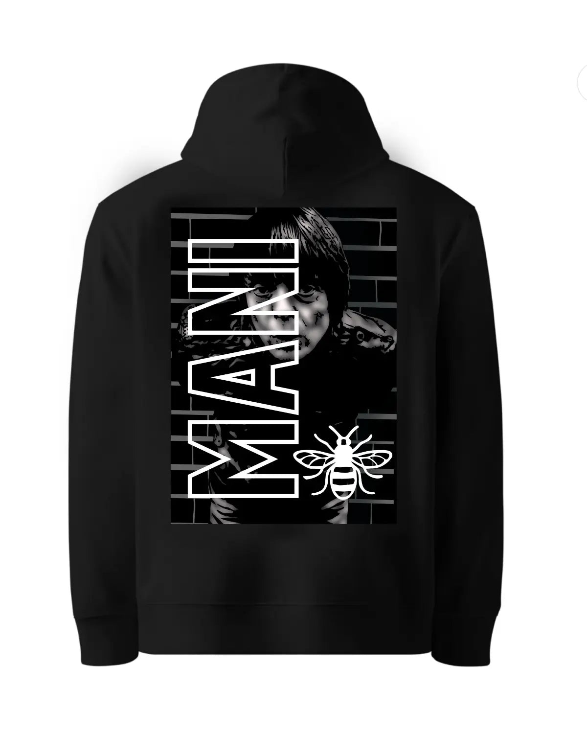 RIP Mani Tribute Hoodie – Stone Roses & Primal Scream Legend | Manchester Music Icon | GrizzlyGFX Unisex Hoodie (S–XXL, Black or White)