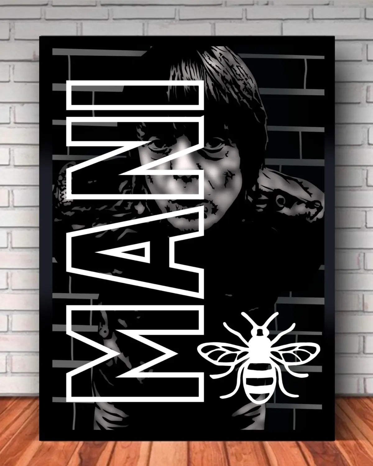 Mani – Manchester Music Royalty Framed Canvas (24x36”) | Stone Roses & Primal Scream Tribute | GrizzlyGFX